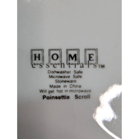 Home Essentials Stoneware Poinsettia Scroll 7" Bread Plate Replacement Set of 4 - Picture 9 of 9